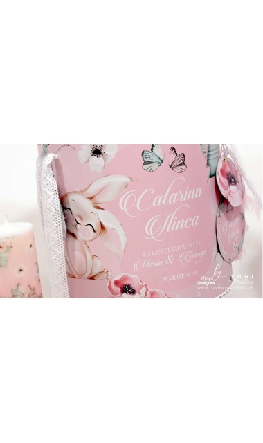 Trusou cu fluturi si flori ideal pentru un botez primavara Pink Spring 24